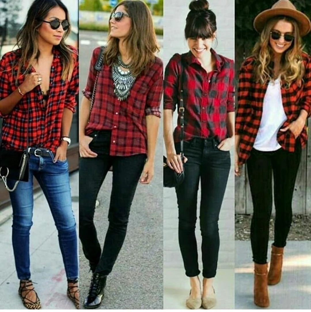 Клетчатая рубашка с лосинами