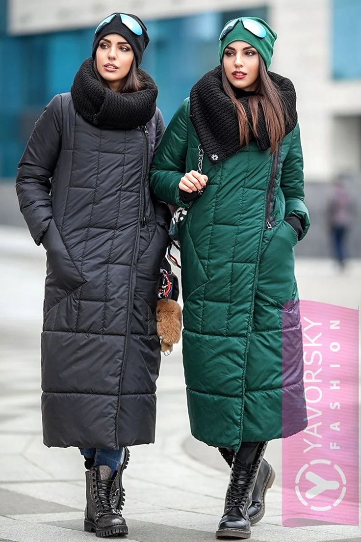 Длинный пуховик женский
