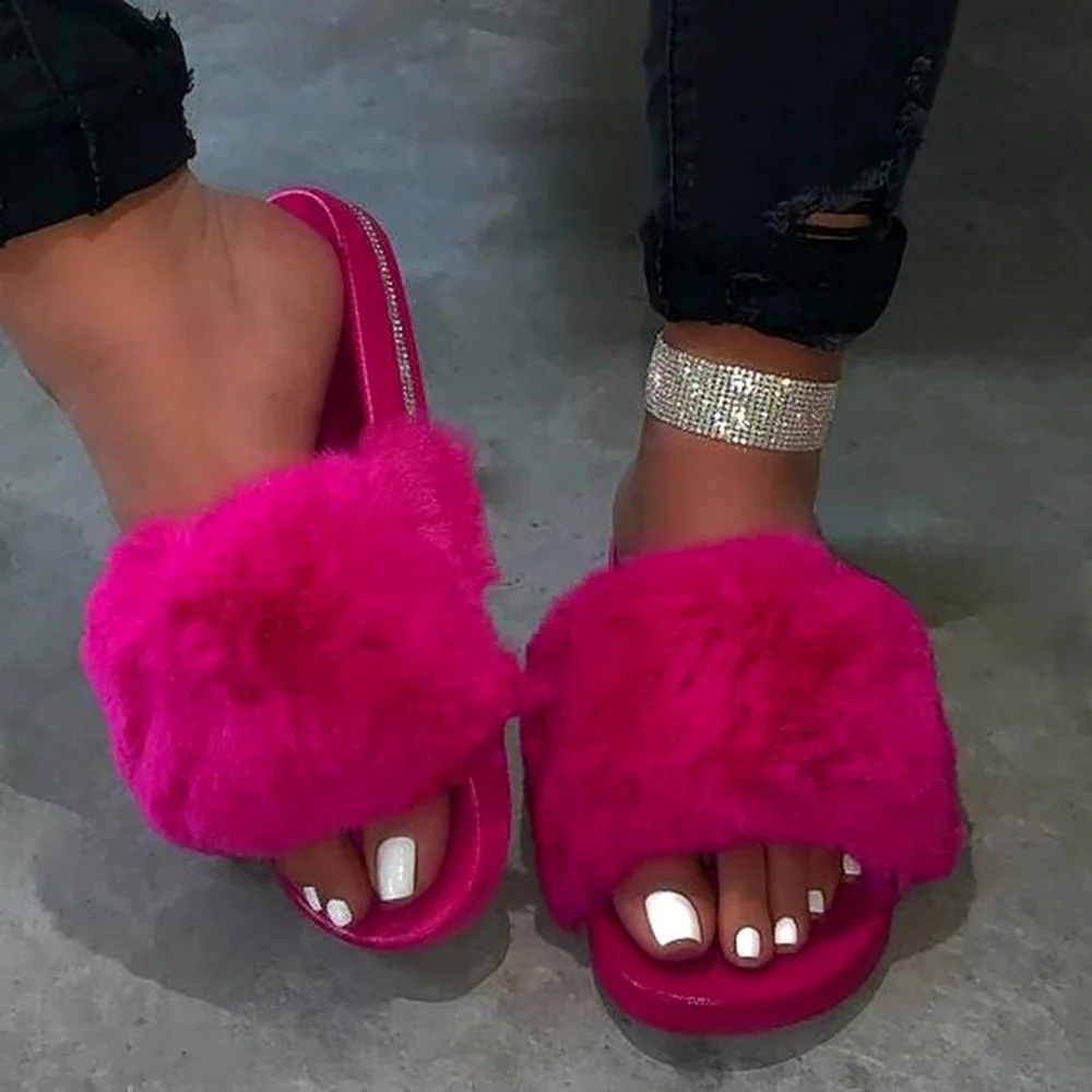 Шлепки с мехом