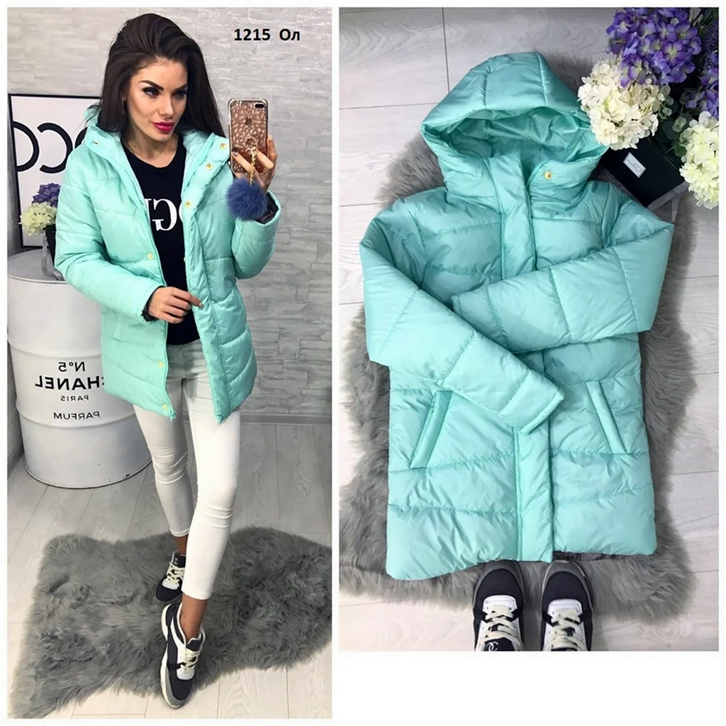 Мятный пуховик образы