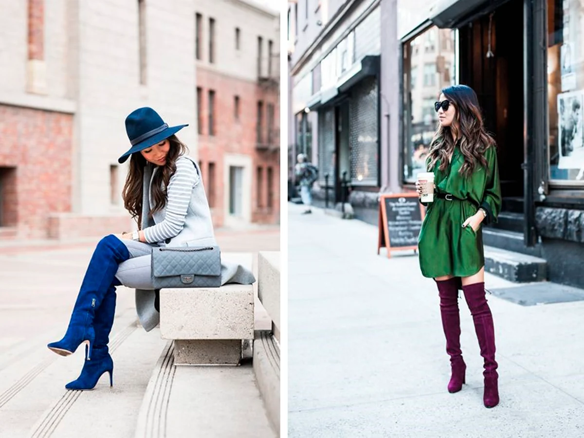 Сапоги замшевые зеленые образы