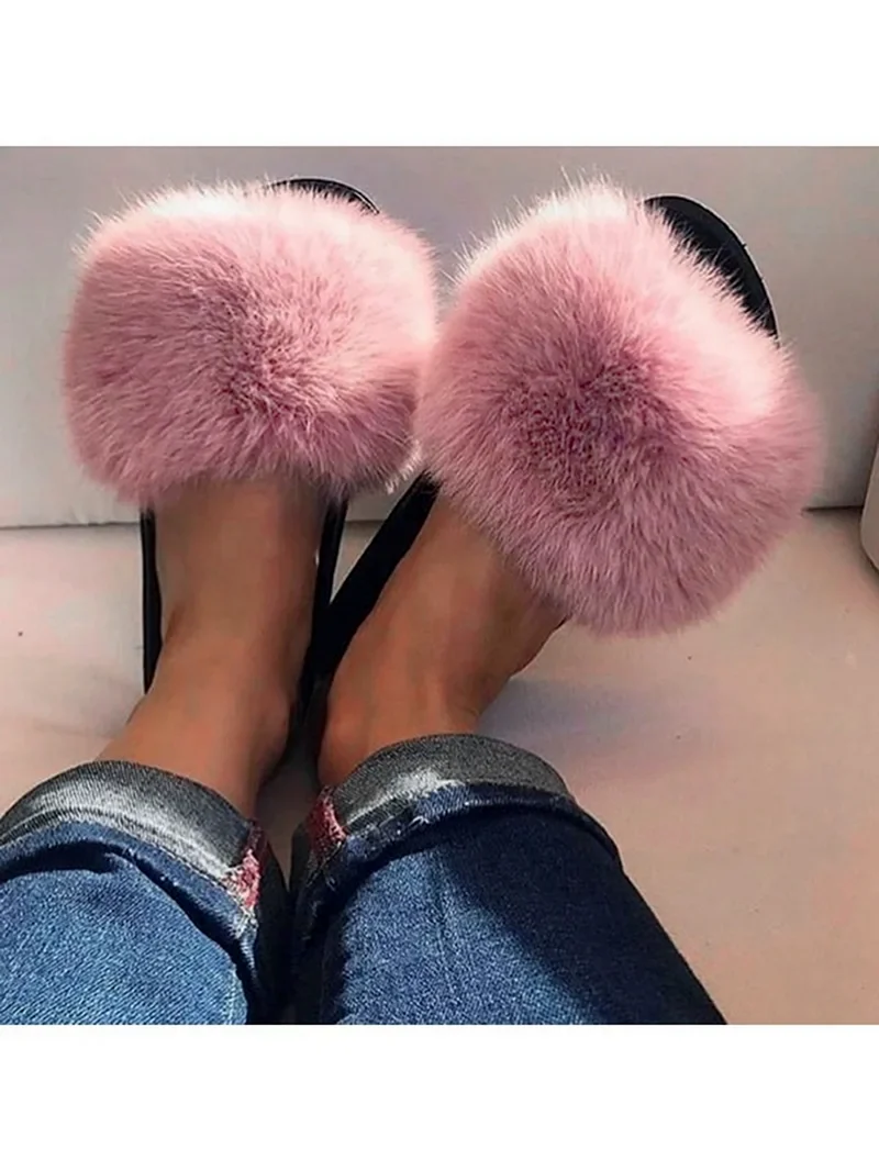 Шлепки с мехом