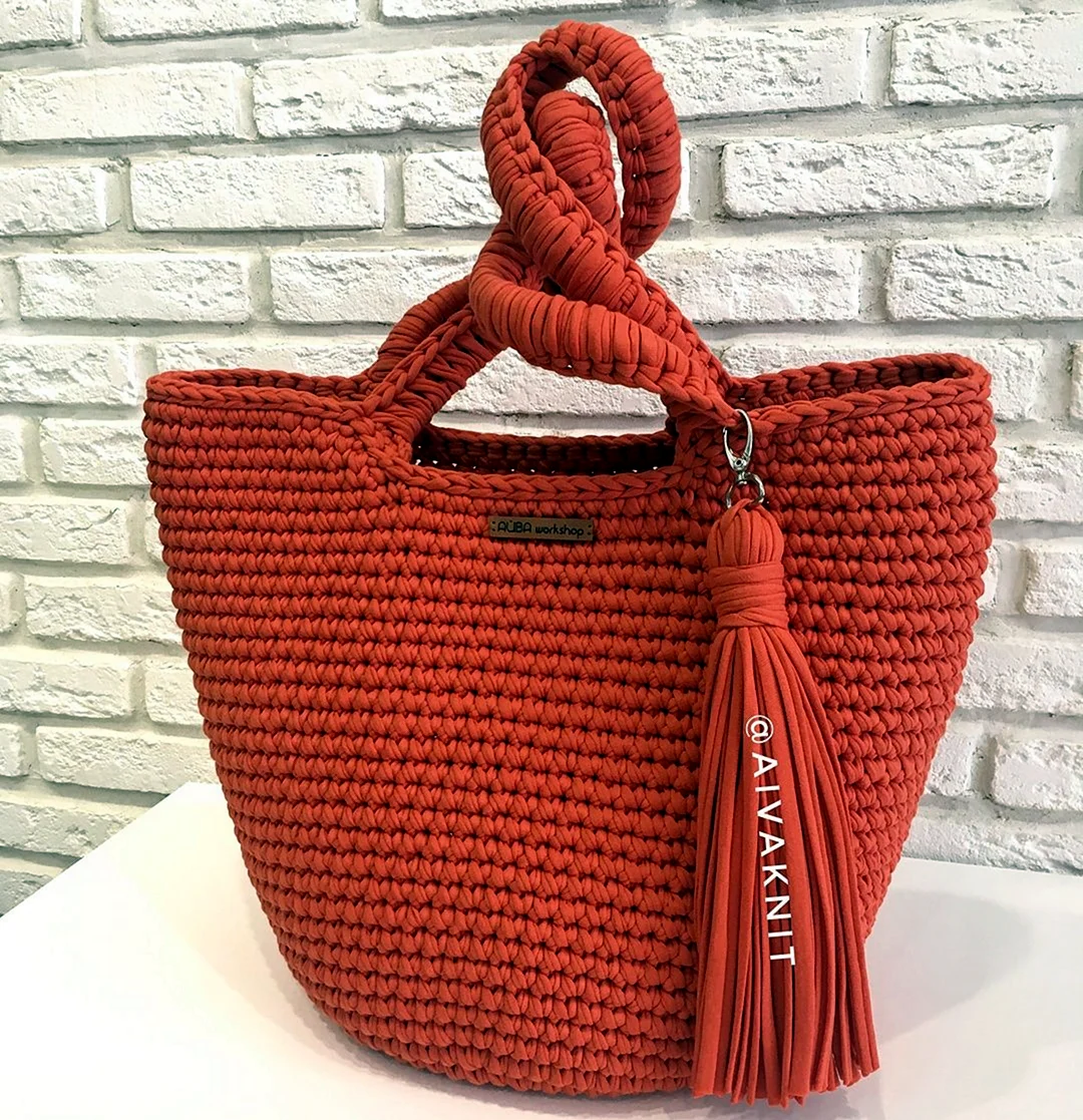 Сумка шоппер из трикотажной пряжи крючком