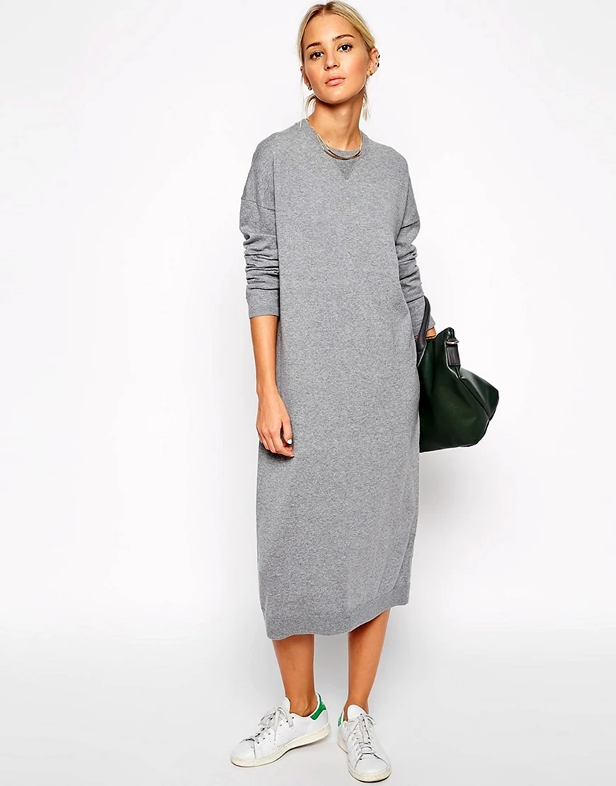 Платье-свитшот миди ASOS White