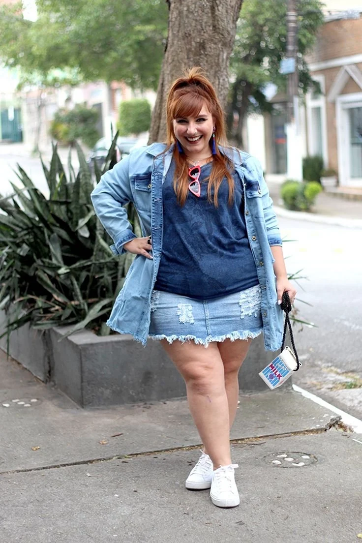 Джинсовая юбка на полных девушках