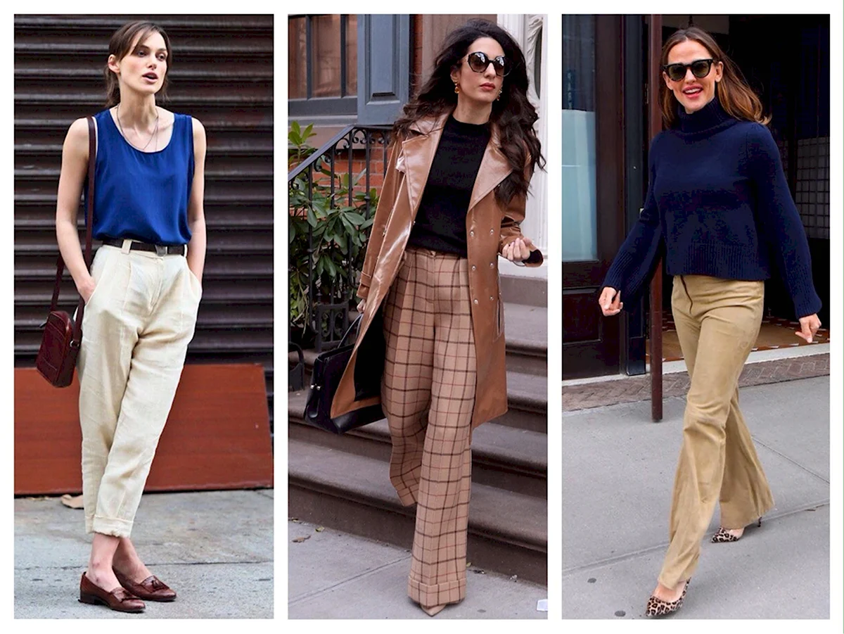 Бежевые штаны сочетание