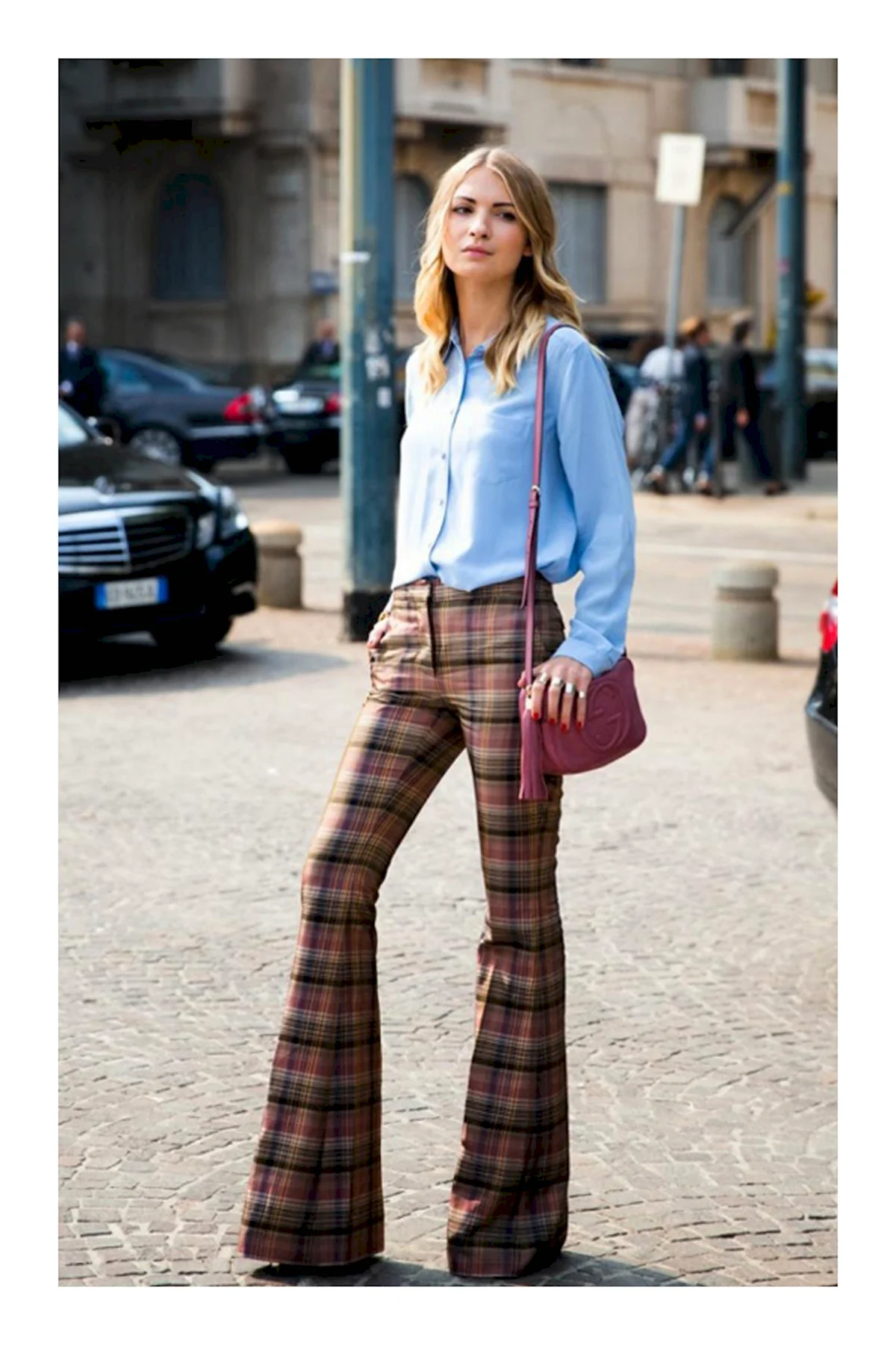 Клетчатые брюки клеш