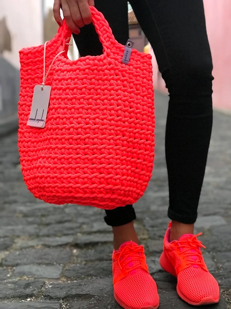 Большая вязаная сумка