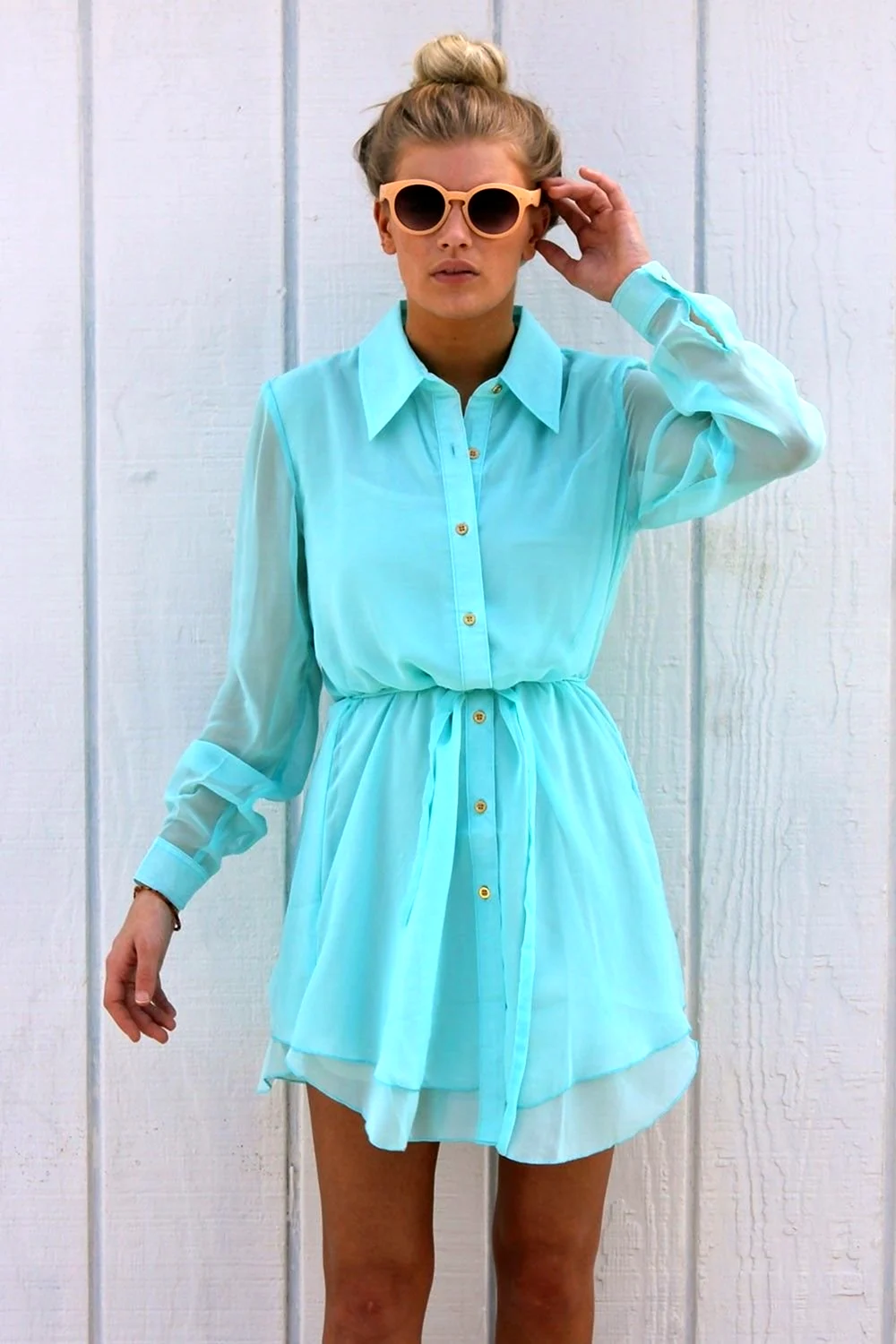 Мятная рубашка женская