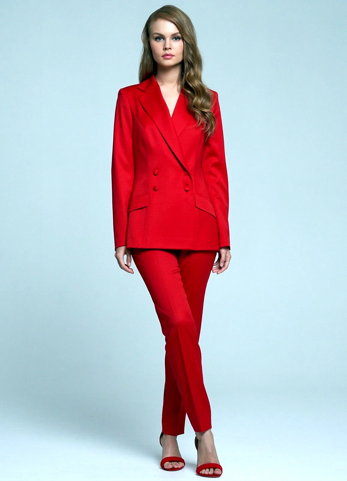 Красный брючный костюм женский 2022