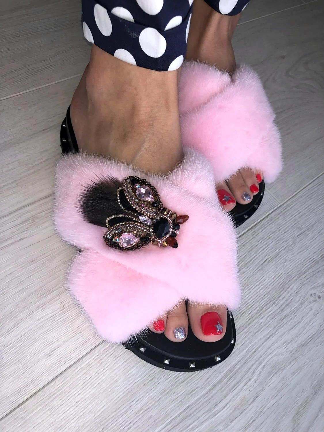 Гуччи шлепанцы с мехом