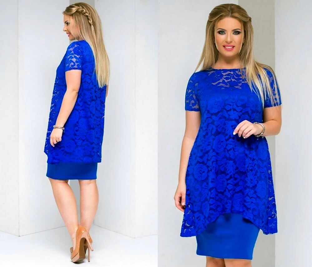 Платье с гипюром для полных