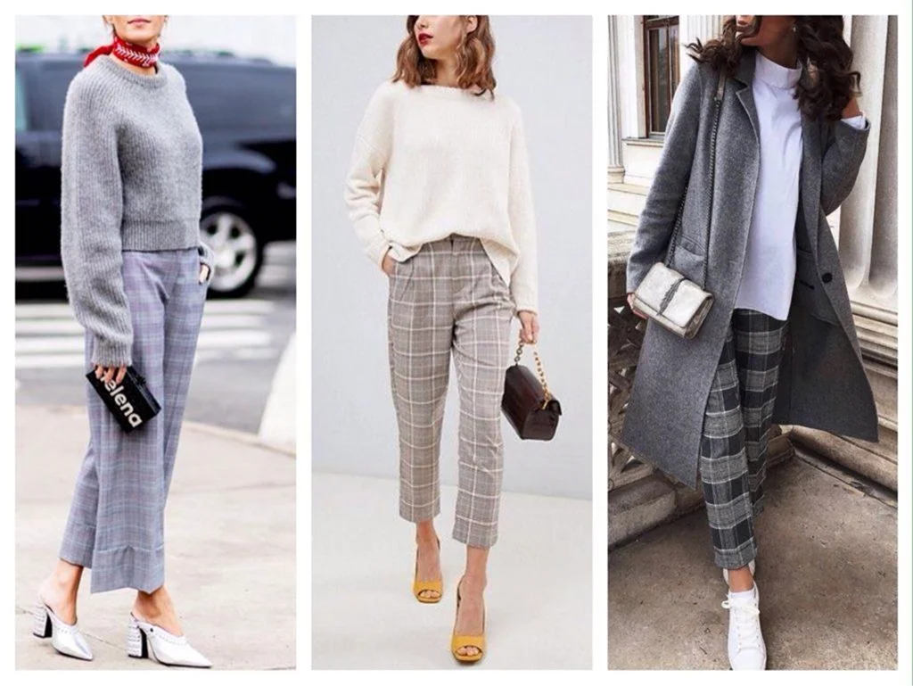 Брюки клетка сочетание с другими цветами в одежде для женщин