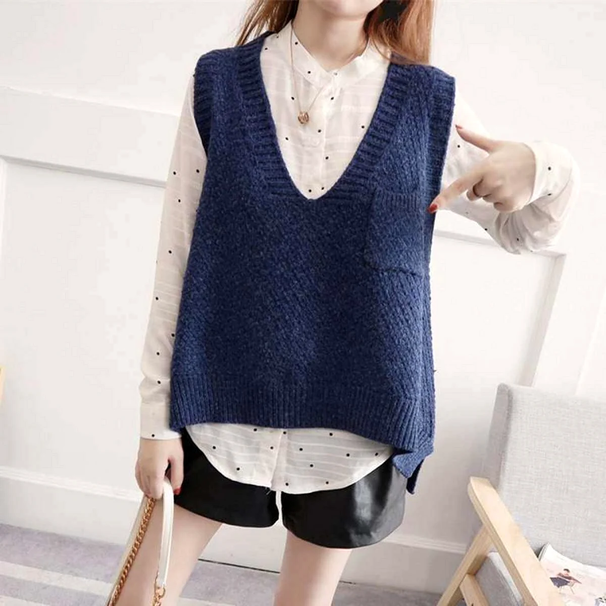 Пуловер с жилетом