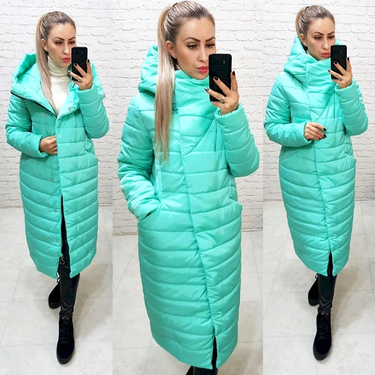 Куртка женская зимняя Hoops новая коллекция цвет мята