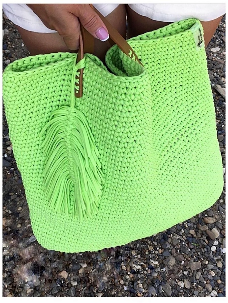 Пляжная сумка крючком из хлопковой пряжи
