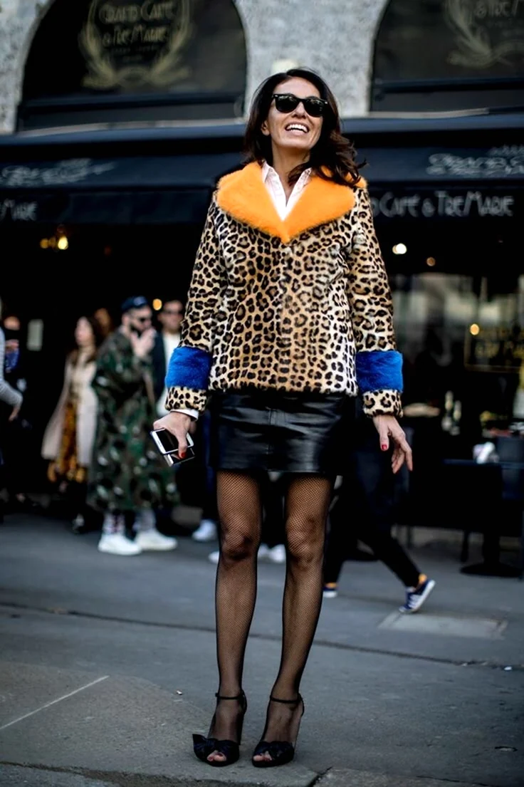 Леопардовая шуба Street Style