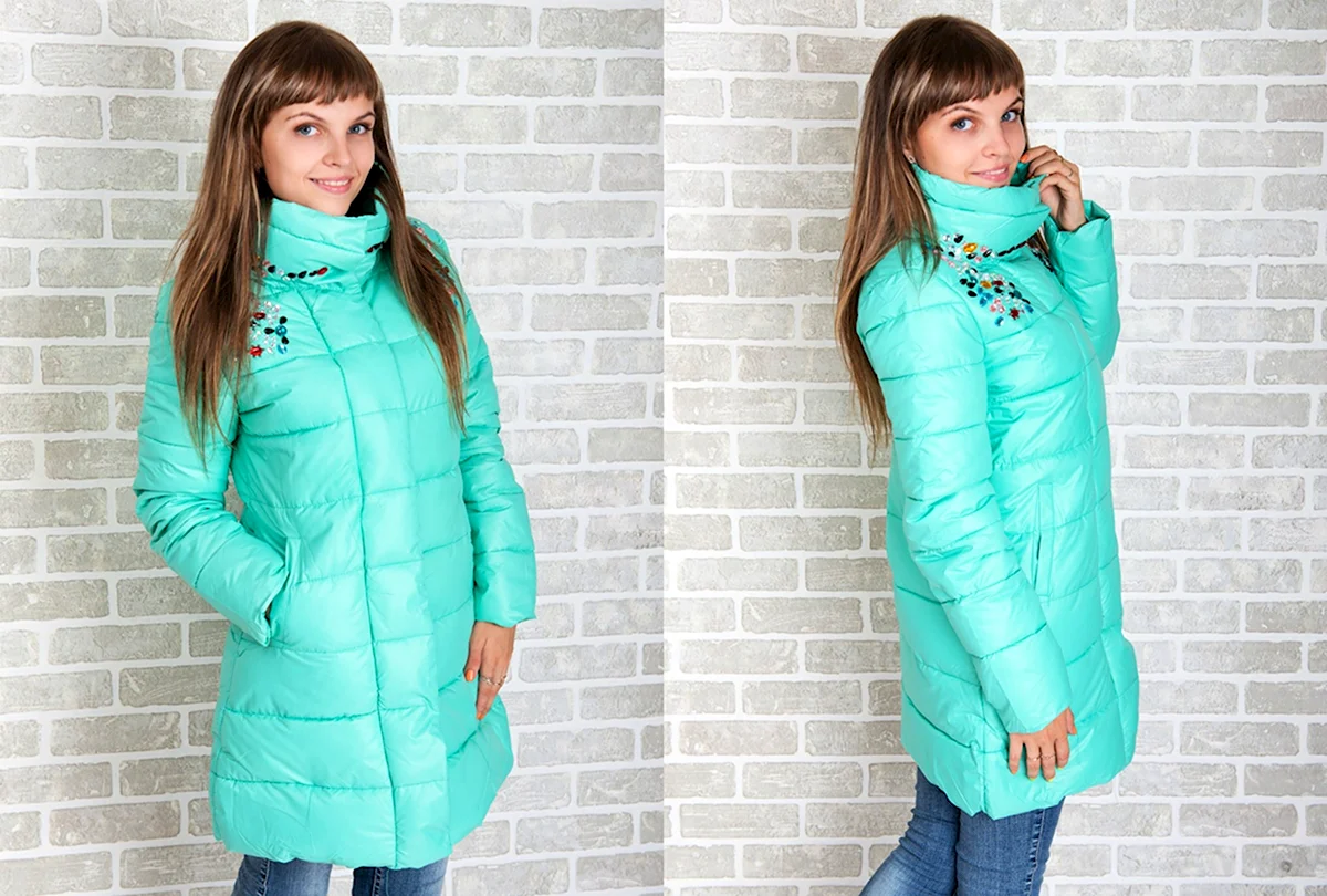 Бирюзовая куртка женская зимняя