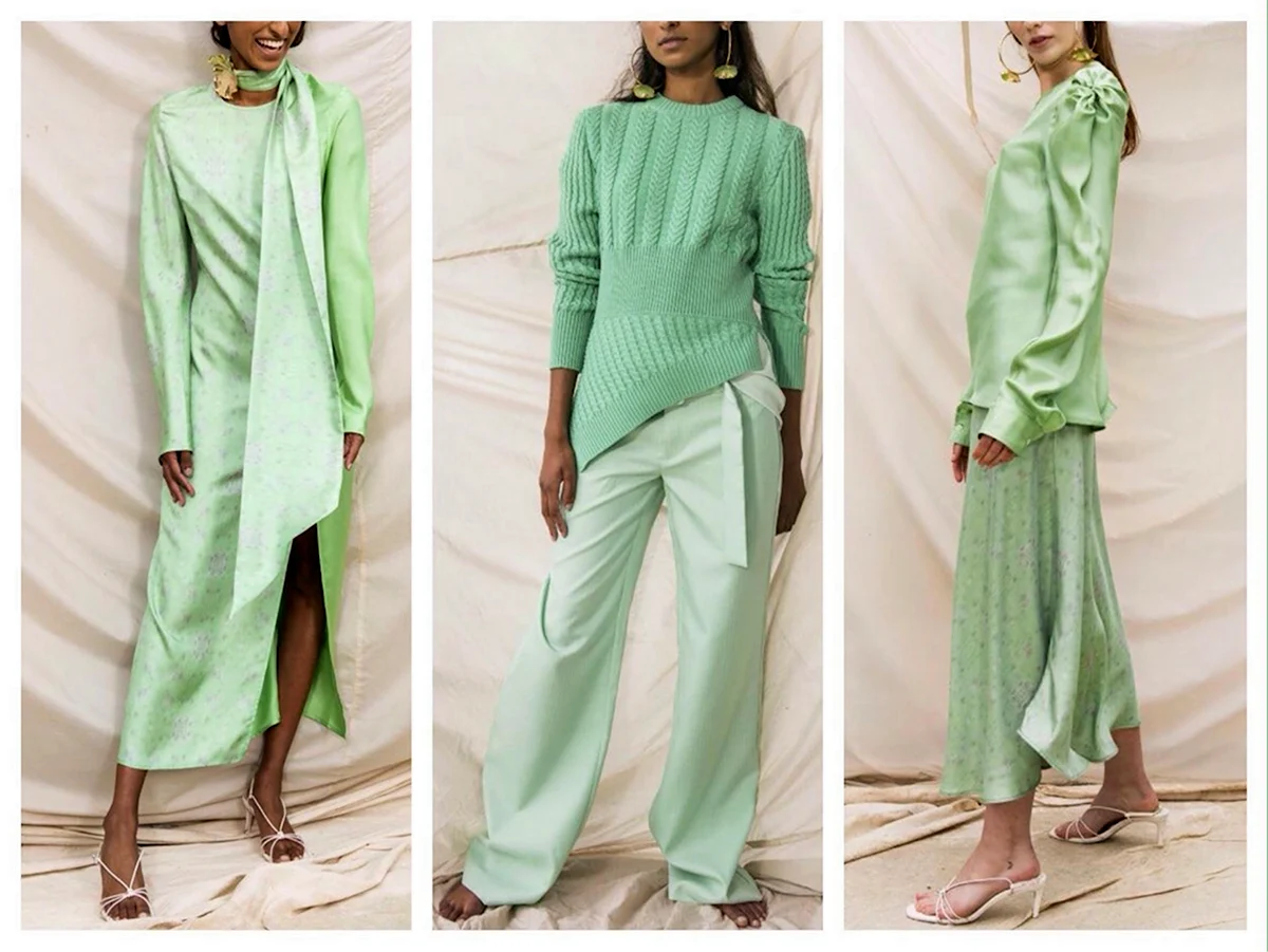 Фисташковый цвет в одежде с мятным цветом