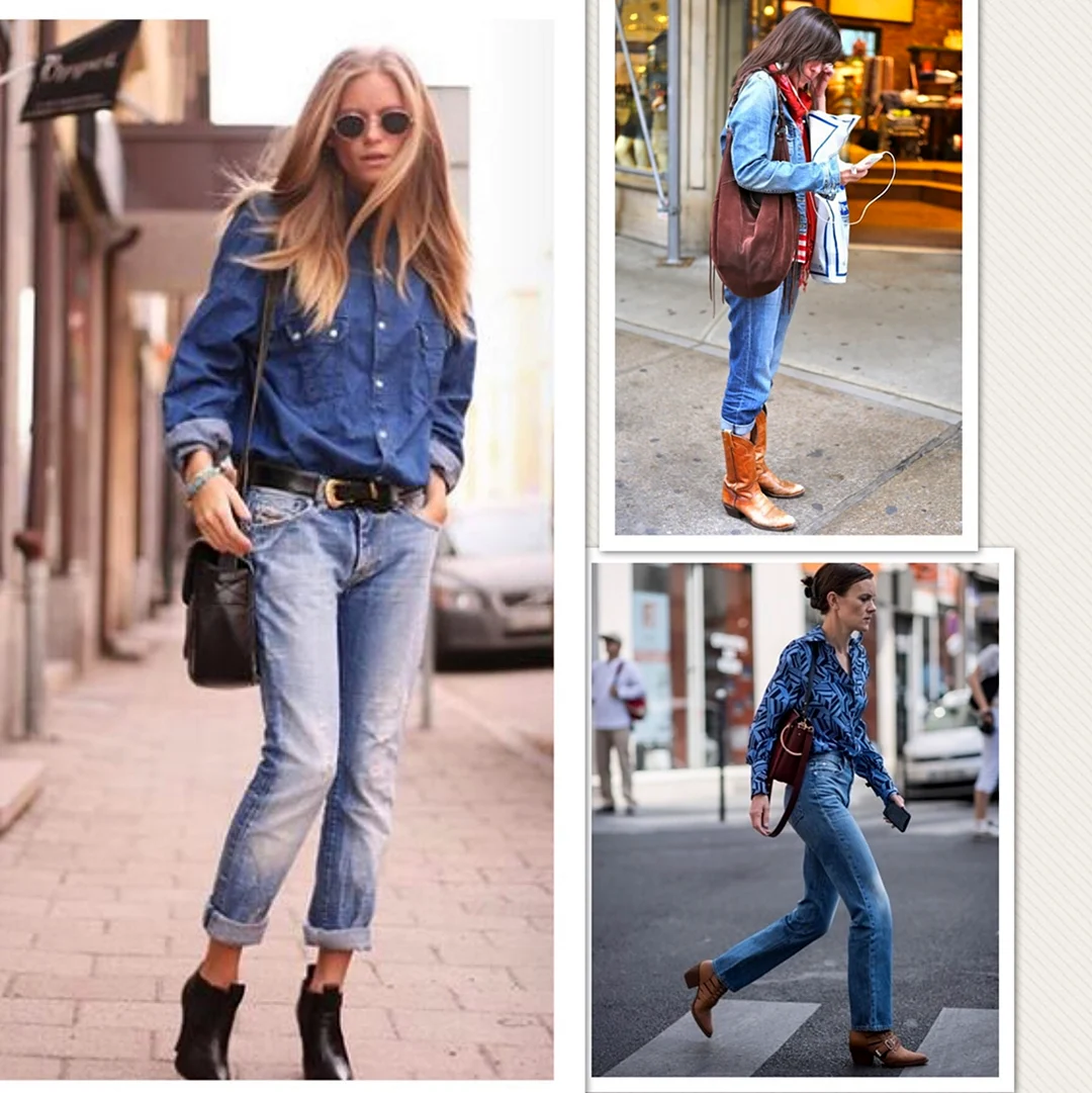 Джинсы с короткими казаками