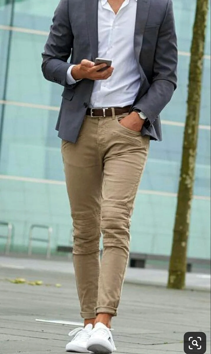 Луки с бежевыми брюками мужские