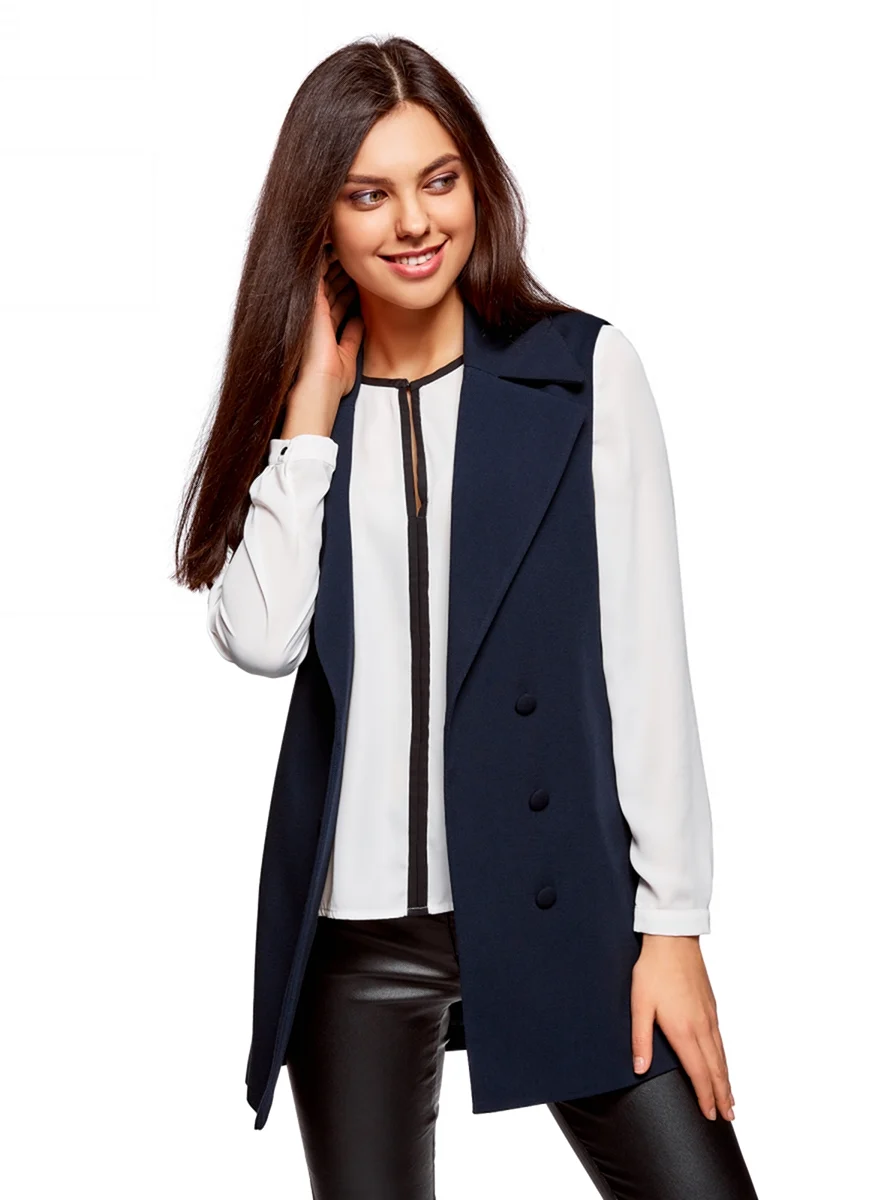 Жилет удлиненный oodji синий