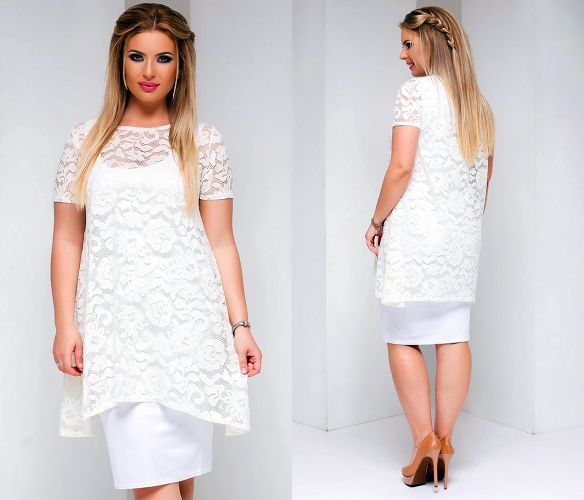 Белое платье из гипюра