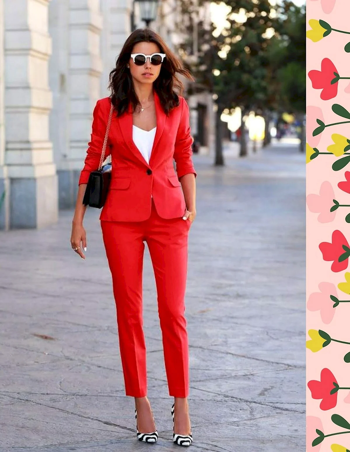Красный брючный костюм женский