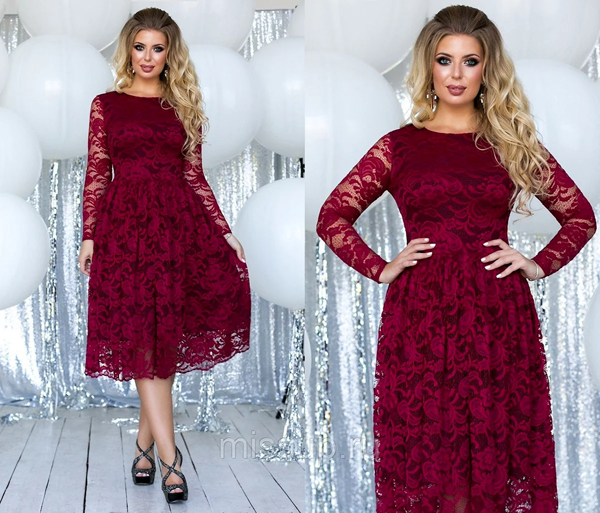 Fashion ZM -5588 платье гипюровое бордовое