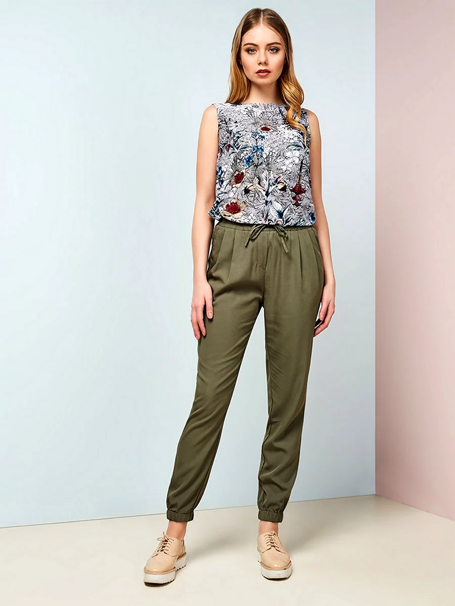 Pompa брюки женские с карманами хаки