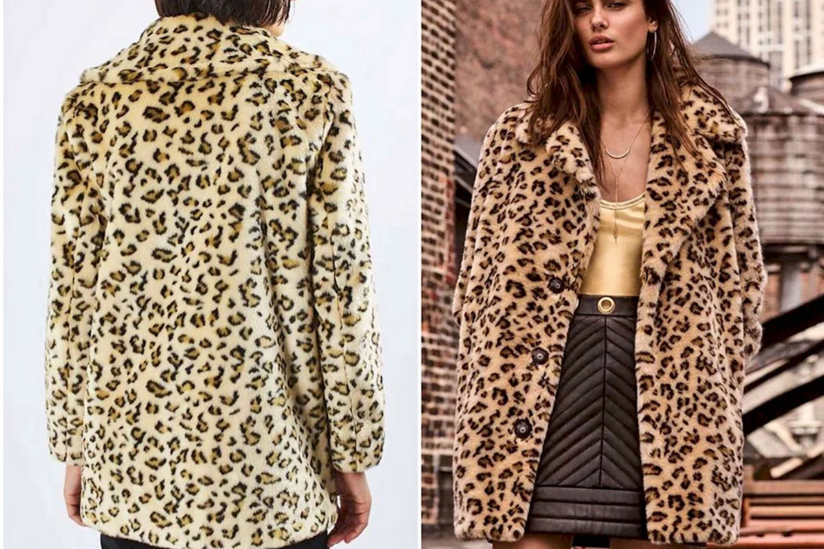 Леопардовый полушубок из искусственного меха Кельвин Кляйн