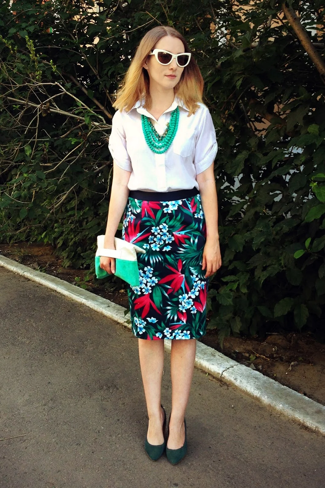 Образ с зелеными туфлями