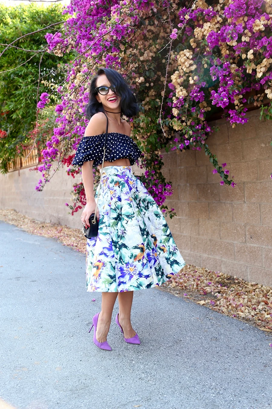 Образ с сиреневыми туфлями