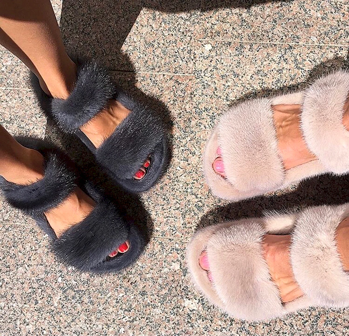 Меховые тапки гуччи