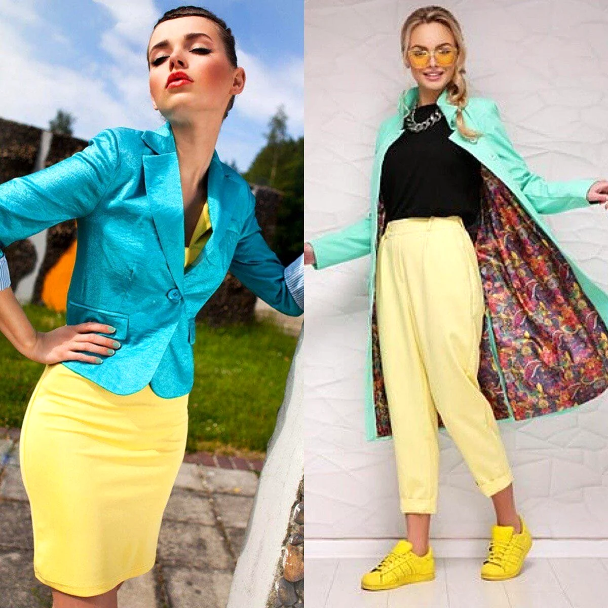 Мятный и желтый сочетание