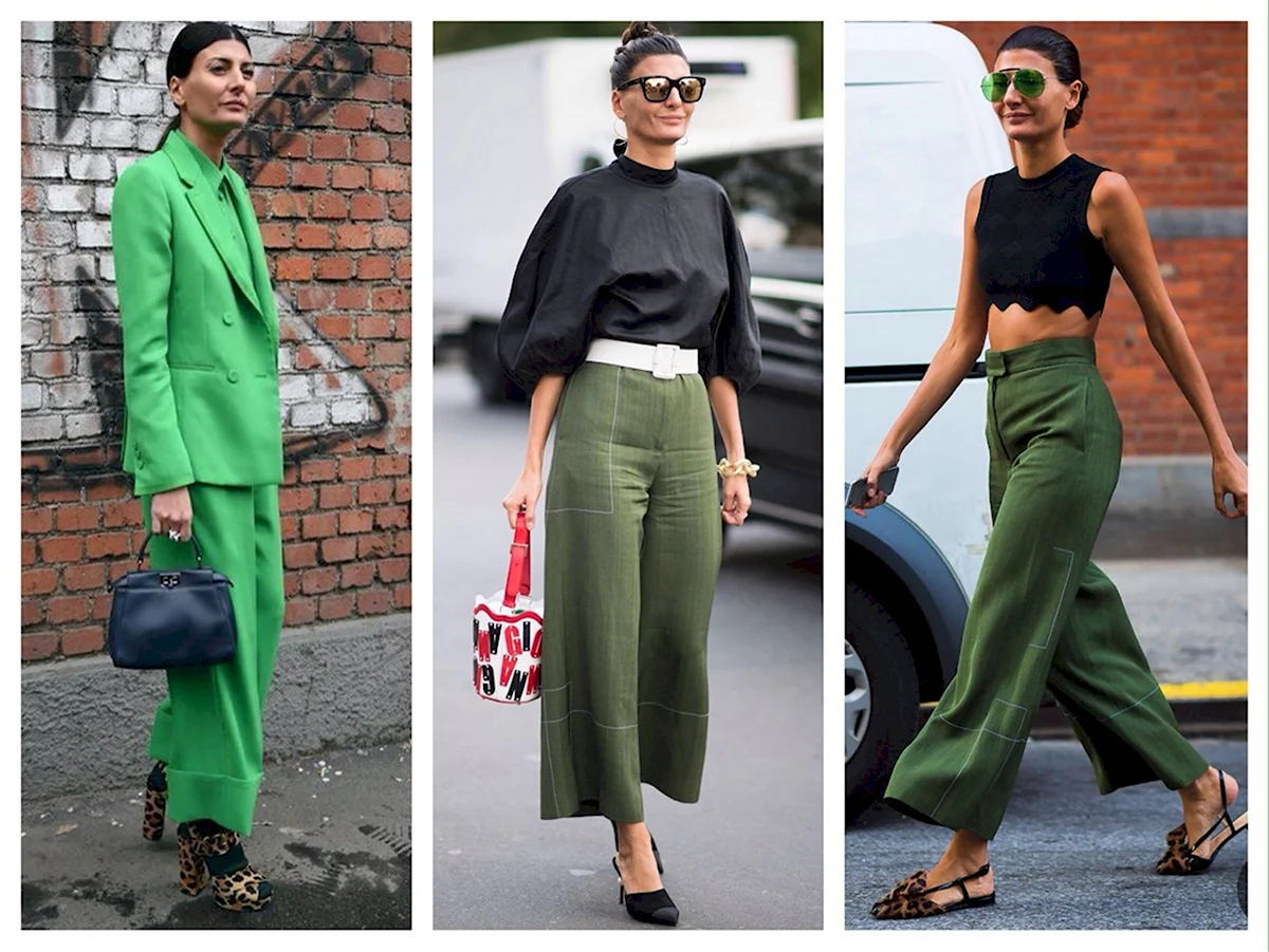 Бррюки палаццо темно зелёные