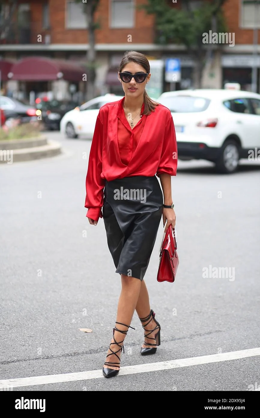 Красная рубашка стритстайл