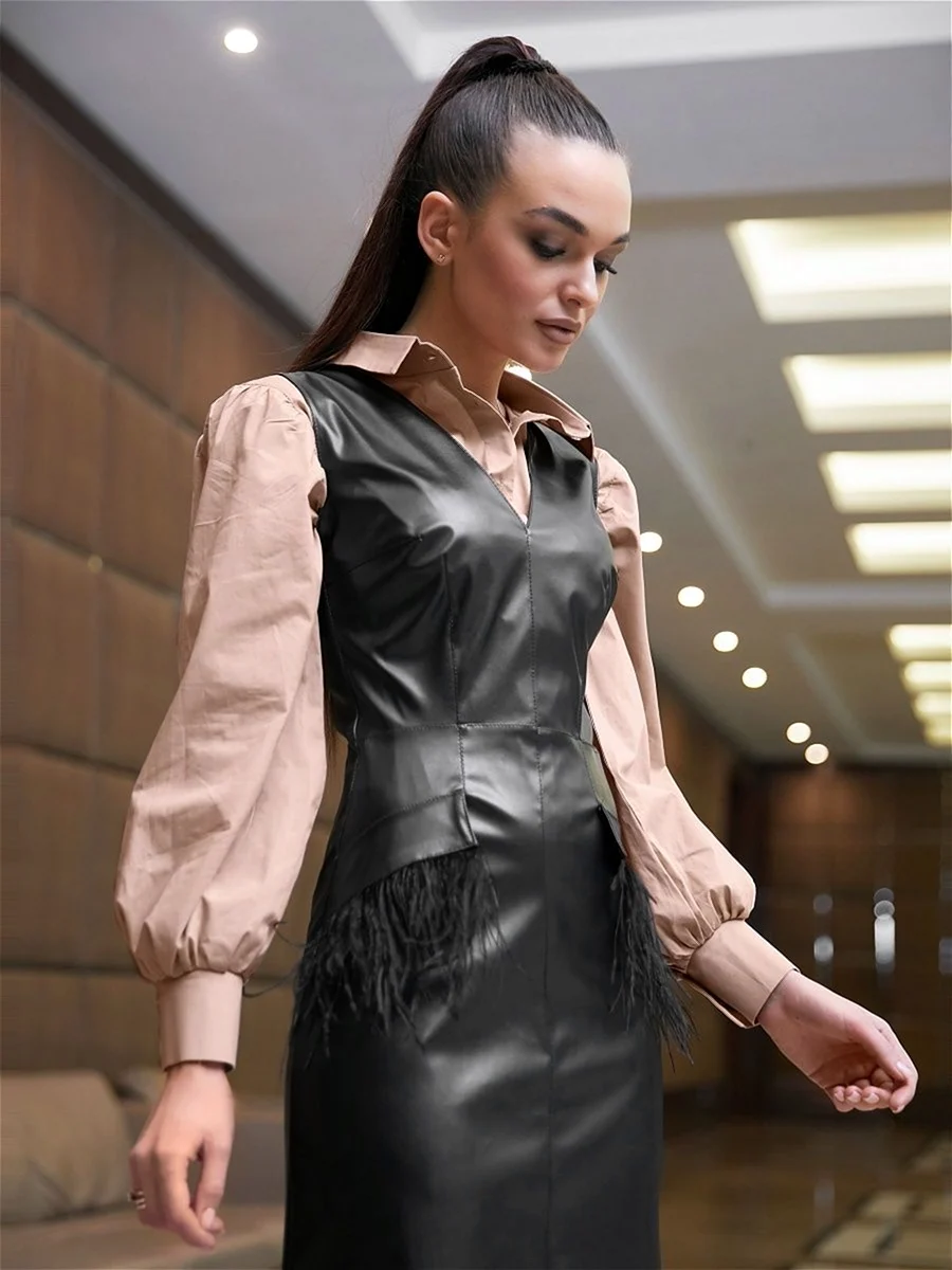 Кожаный сарафан Зарина