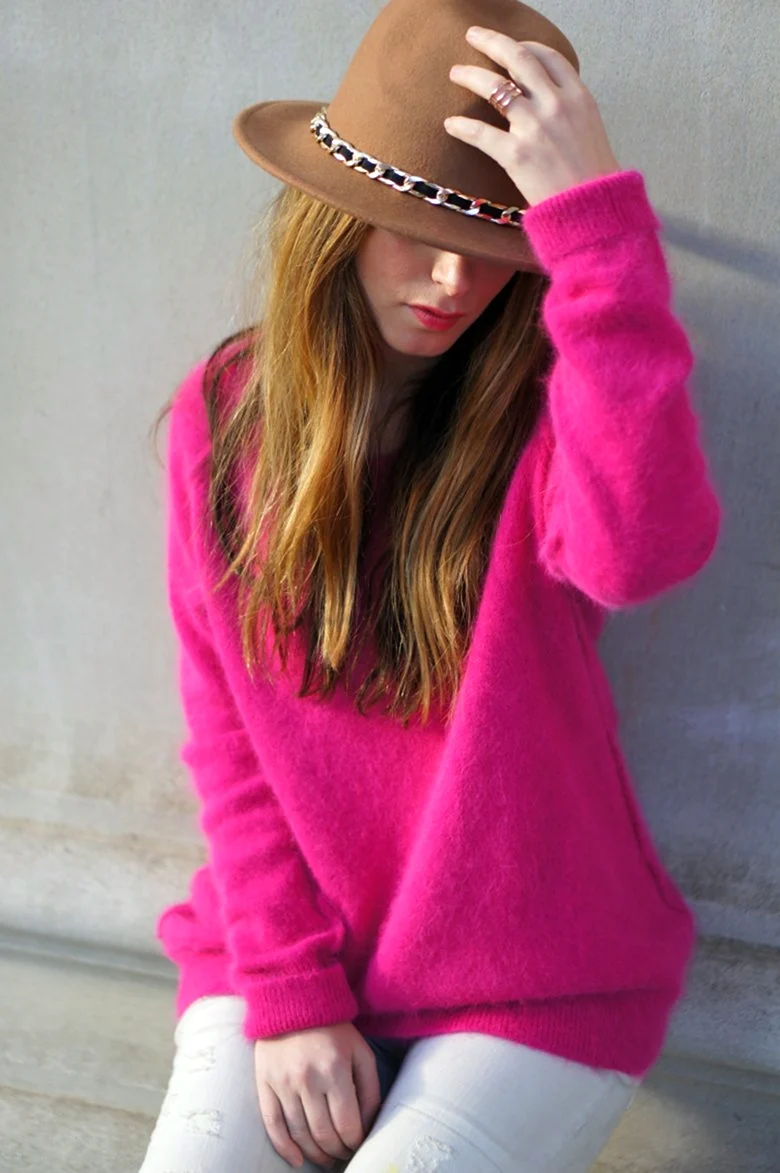 Зара Книт свитер фуксия