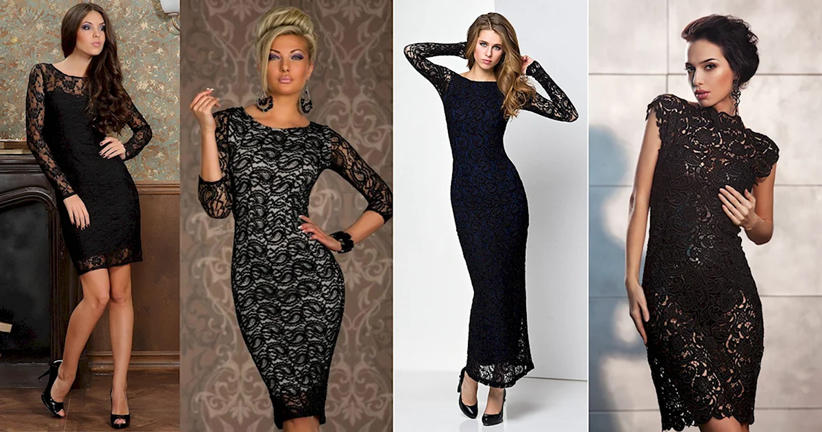 Украшения к черному гипюровому платью