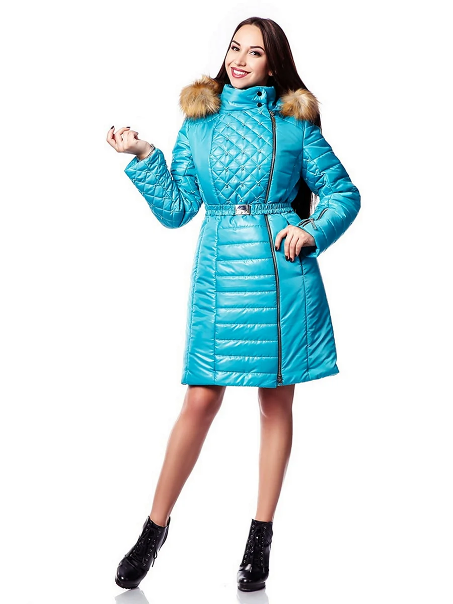 Пуховик бирюзовый женский 2020