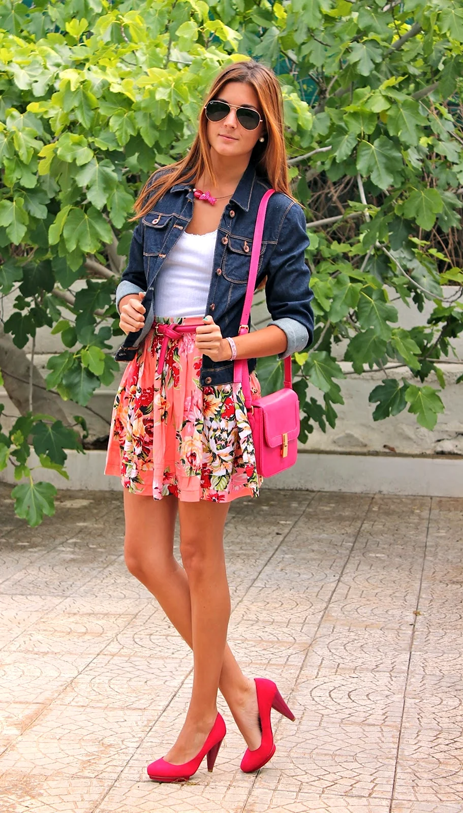 Платье розовое с джинсовкой