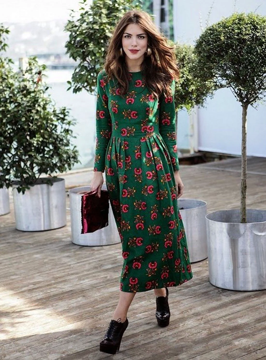 Золла платье миди зеленое