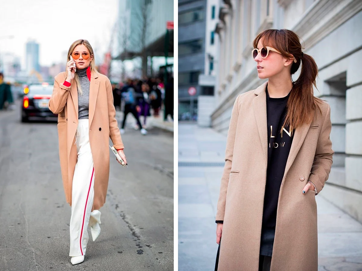 Бежевое пальто