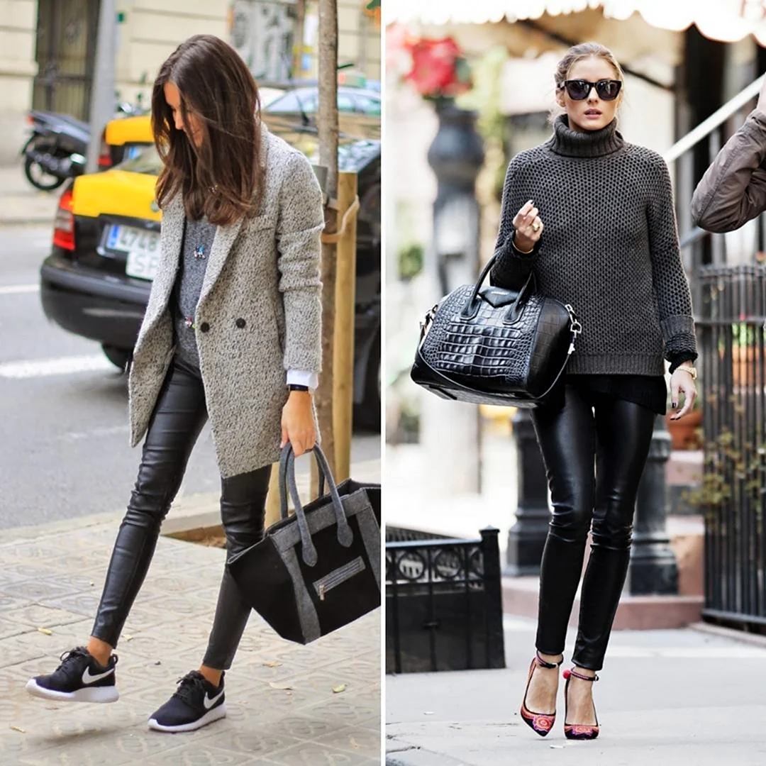 Обувь с кожаными лосинами