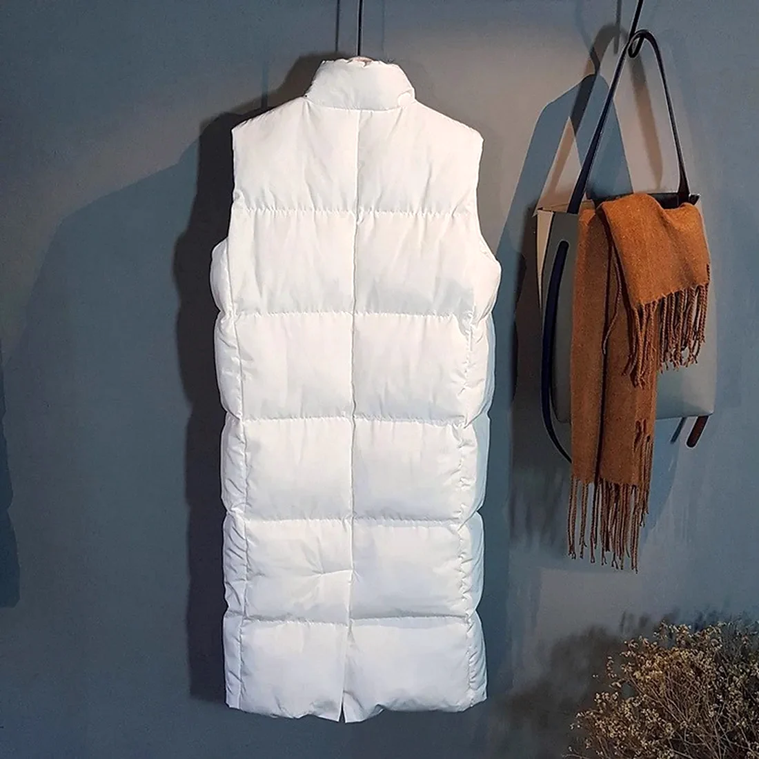 Zara стеганый жилет удлиненный белый