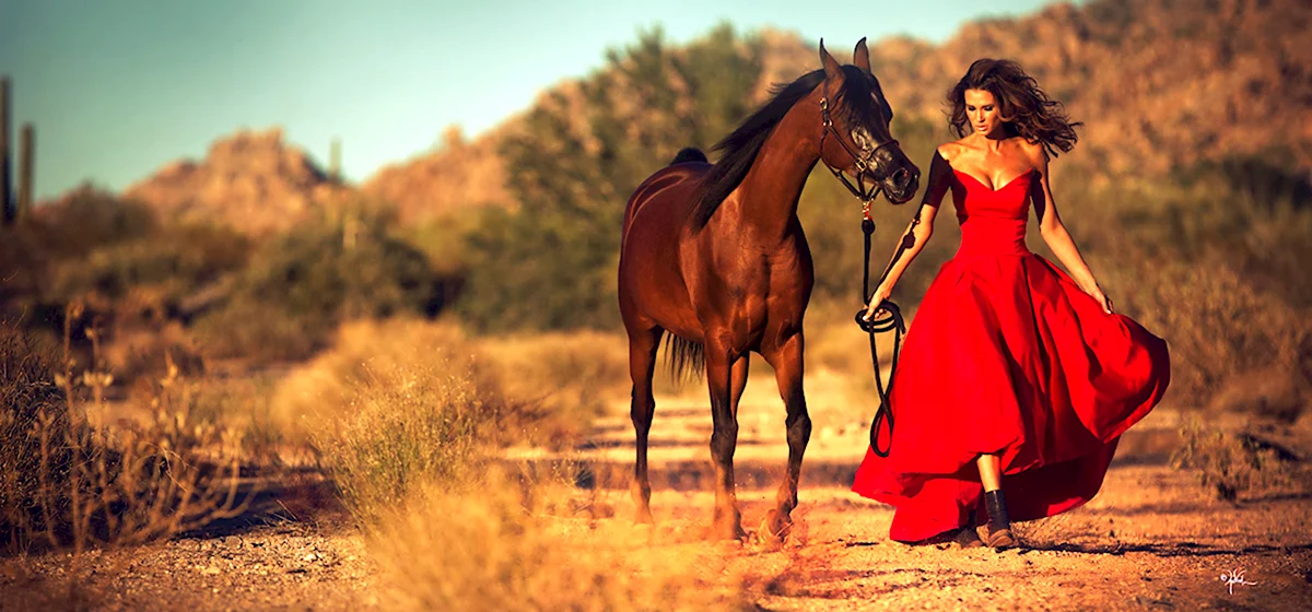 Фотосессия с лошадью в платье