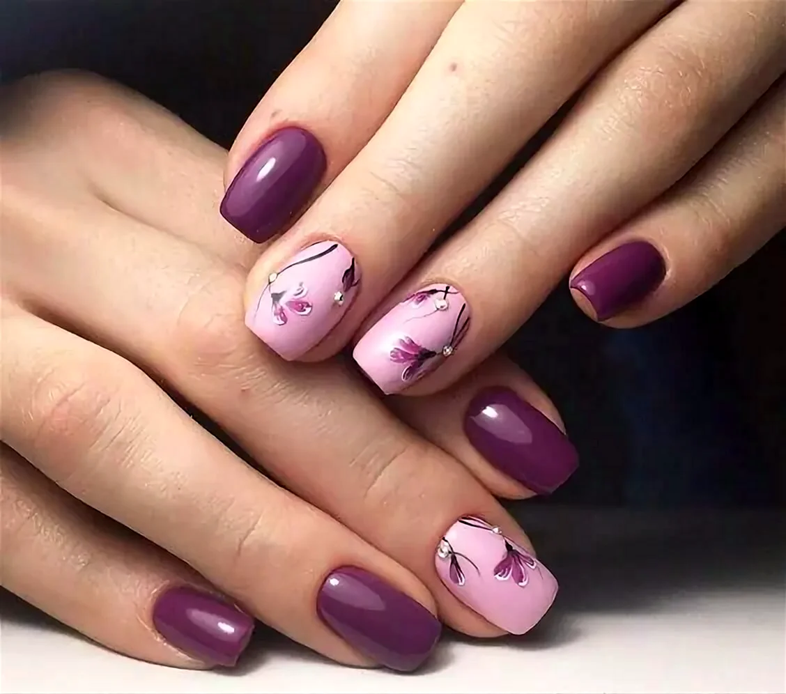 Маникюр на короткие ногти Весна