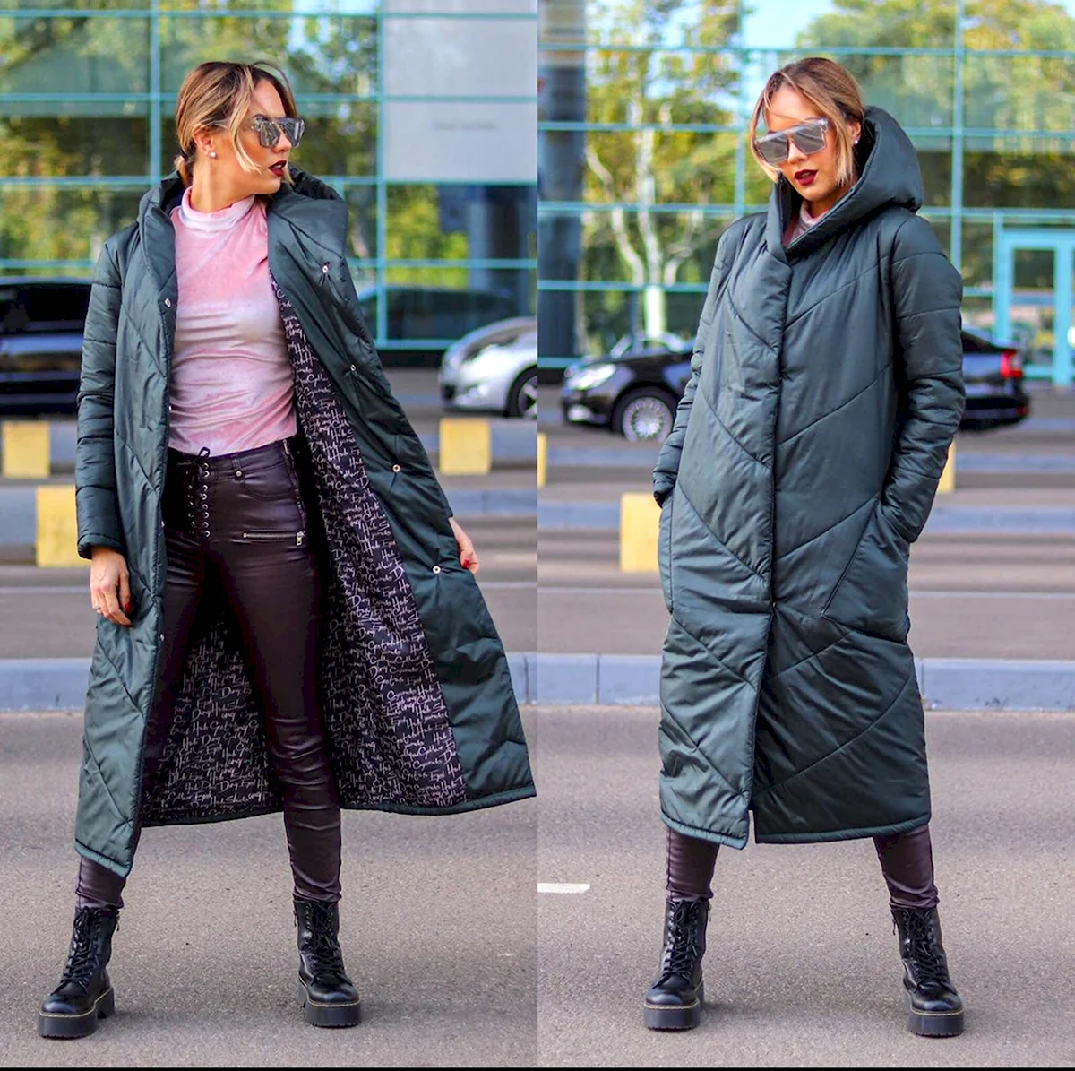 Длинное пальто на синтепоне женское