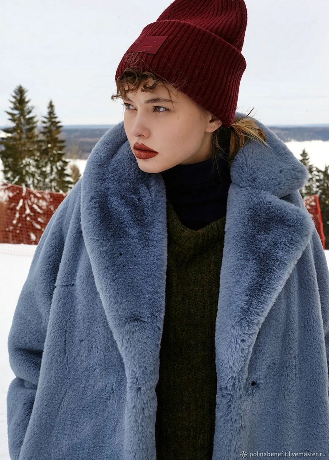 Эко шуба серо голубая